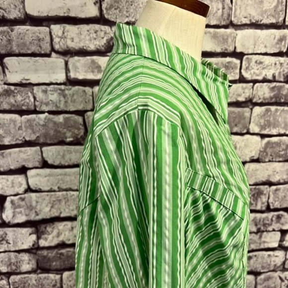 Lane Bryant Green & White 3/4 Sleeve Blouse Size 18/20 - Picture 7 of 8